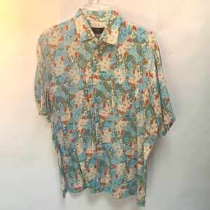 100% linen Floral hawiian shirt